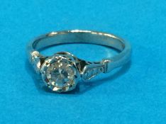 A diamond ring, stamped '18', size 'H', 2.6 grams
