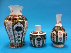 Three Royal Crown Derby Imari vases