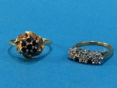 A 9ct gold dress ring and a diamond ring, 4.9 grams