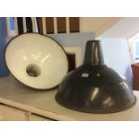 Pair of industrial enamelled light shades