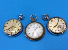 Three military pocket watches, Leonidas, Omega and Doxa