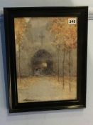 Watercolour, 'Church Doorway', Victor Noble Rainbird