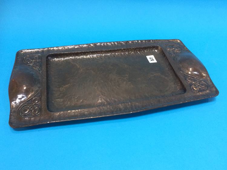 An Art and Crafts copper rectangular tray, 48cm length