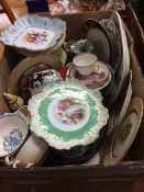 A box of miscellaneous china