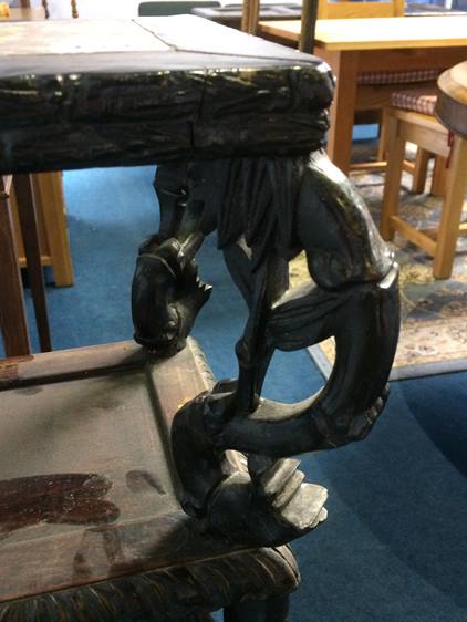 A carved Oriental hardwood plant stand, with inset marble top - Image 7 of 15