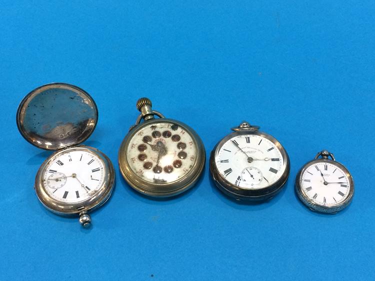 Two silver and two other pocket watches (4)