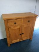 A modern oak side cabinet