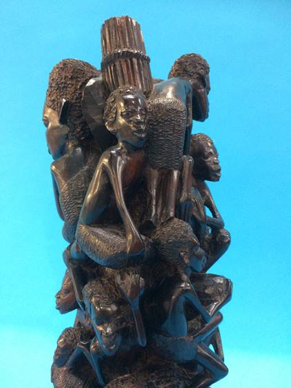 A carved wood African group - Image 3 of 3