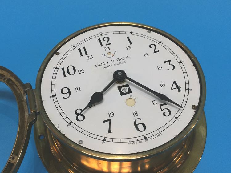 A brass Ships clock case - Image 2 of 3