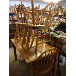 Pine table and six chairs