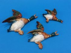 A set of three Beswick graduated flying wall mounted ducks