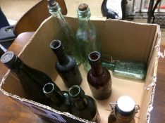 Nine glass advertising bottles to include, 'Waters and Robson' Morpeth, 'W. A. Wilkinson' North