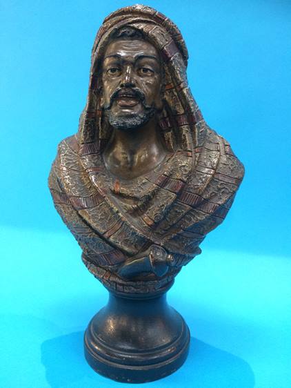 A terracotta bust of a North African gentleman by William Gueria and Co, numbered 1218, 40cm height