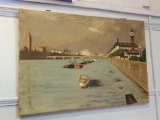 Oil on canvas, 'View over the Thames', Adrian Daintrey