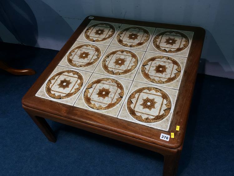 A teak G-Plan tile top coffee table