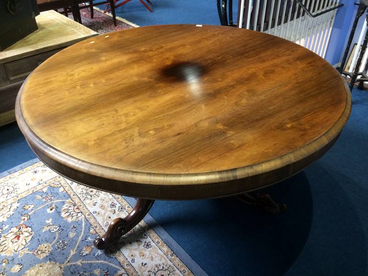 A Victorian rosewood breakfast table