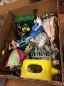 A box of Royal Doulton and other figures etc.