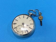 A silver pocket watch with fusee movement