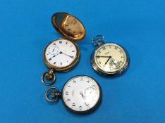 Three various pocket watches including silver, gold plated etc.