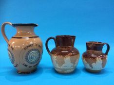 Three Doulton Lambeth stoneware jugs