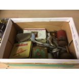 Box of evening bags, lighters, thimbles etc.