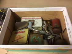 Box of evening bags, lighters, thimbles etc.