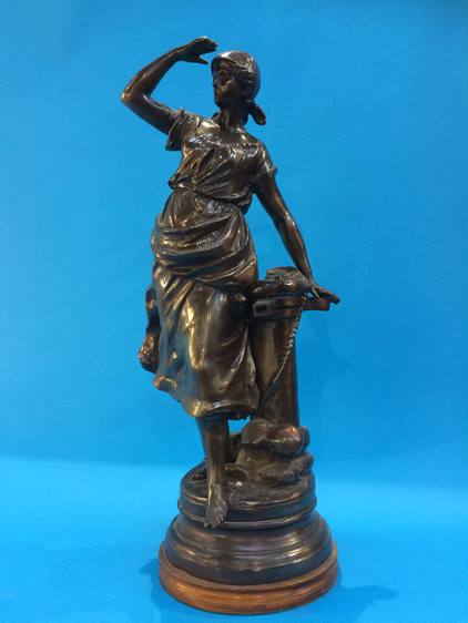 A very large spelter figure of a lady, 66cm height - Image 2 of 3