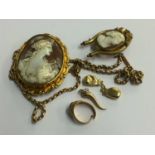 29ct gold charms, cameo brooch etc.