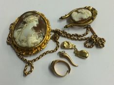 29ct gold charms, cameo brooch etc.