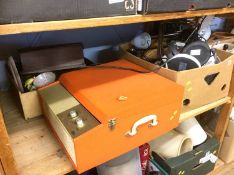 Gramophone and two boxes of assorted