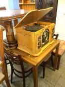 Modern turntable, pine table etc.