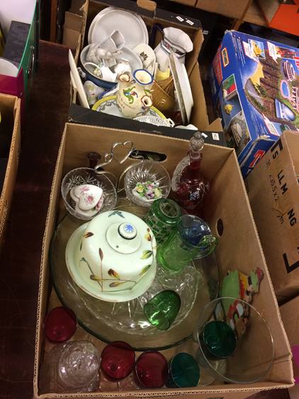 Box of glassware and box of assorted