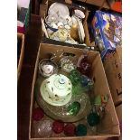 Box of glassware and box of assorted