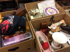 Three trays including china, wine coaster etc.