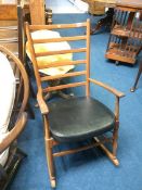 Teak ladderback rocking chair