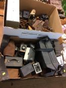 Assorted cameras and accessories in two boxes