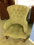 Green button back chair