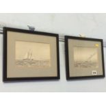 Pair of pencil drawings by Hugh Constable