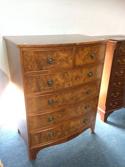 Oak sewing box and oak chest of drawers
