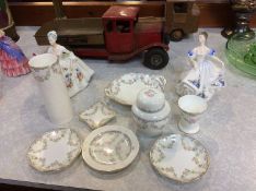 Two Royal Doulton figures and a quantity of Coalport china