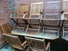 Teak table and six chairs