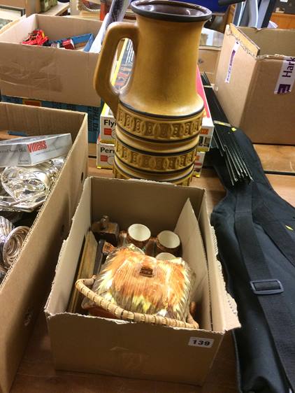 Scheurich vase and a box of assorted