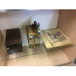 An accordion, prints and a music box