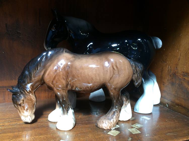 A Beswick Shire horse and one other