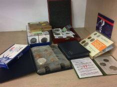 Assorted coins, proof sets, Thai bullet money, shipwreck reales etc.
