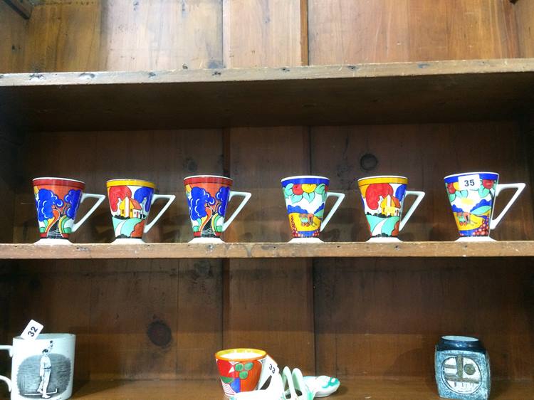 Six Sadler Deco style cups