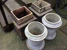 Two pairs of chimney pots