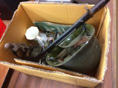 Assorted militaria, bayonet etc.