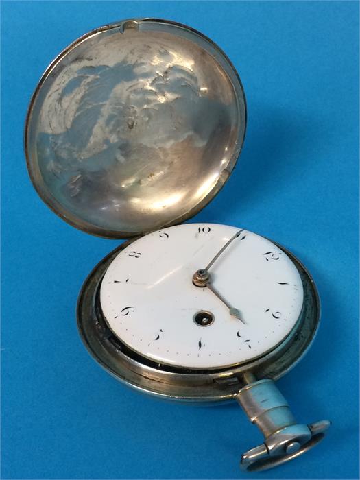 A silver cased pocket watch, with fusee movement - Image 2 of 2