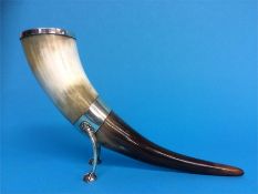 A silver mounted horn, AS and MB, London, 1977